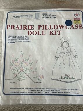 Jack Dempsey Needle Art Stamped Cross Stitch Prairie PIllowcase Doll Kit